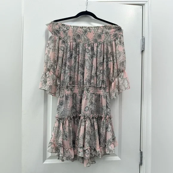 misa off shoulder dress MISA Los Angeles Heart Dress in Watercolor Floral